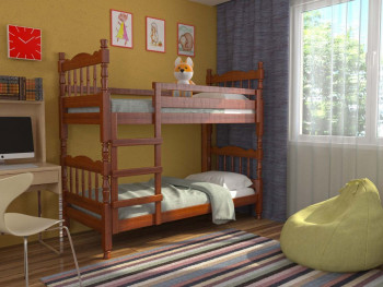 Кровать двухъярусная Соня из массива сосны 800*1890 Орех в Усть-Тарке - ust-tarka.mebel54.com | фото