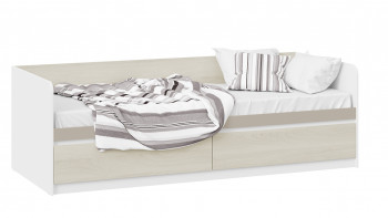 Кровать «Сканди» с 2 ящиками Дуб Гарден/Белый/Глиняный серый в Усть-Тарке - ust-tarka.mebel54.com | фото