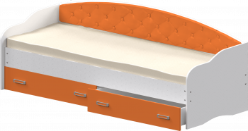 Кровать Софа-7 с мягкой спинкой (800х1900) Белый/Оранжевый в Усть-Тарке - ust-tarka.mebel54.com | фото