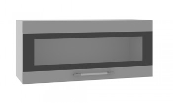 Норд ШВГС 800 Шкаф верхний горизонтальный со стеклом (Софт черный/корпус Белый) в Усть-Тарке - ust-tarka.mebel54.com | фото