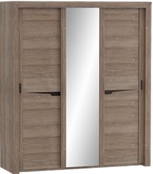 Шкаф трехдверный Соренто с раздвижными дверями Дуб стирлинг/Кофе структурный матовый в Усть-Тарке - ust-tarka.mebel54.com | фото